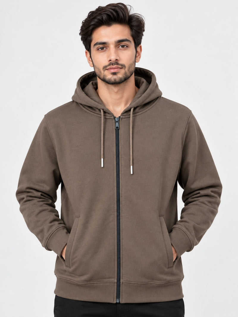 Men’s Plain Fleece Zip-Up Hoodie