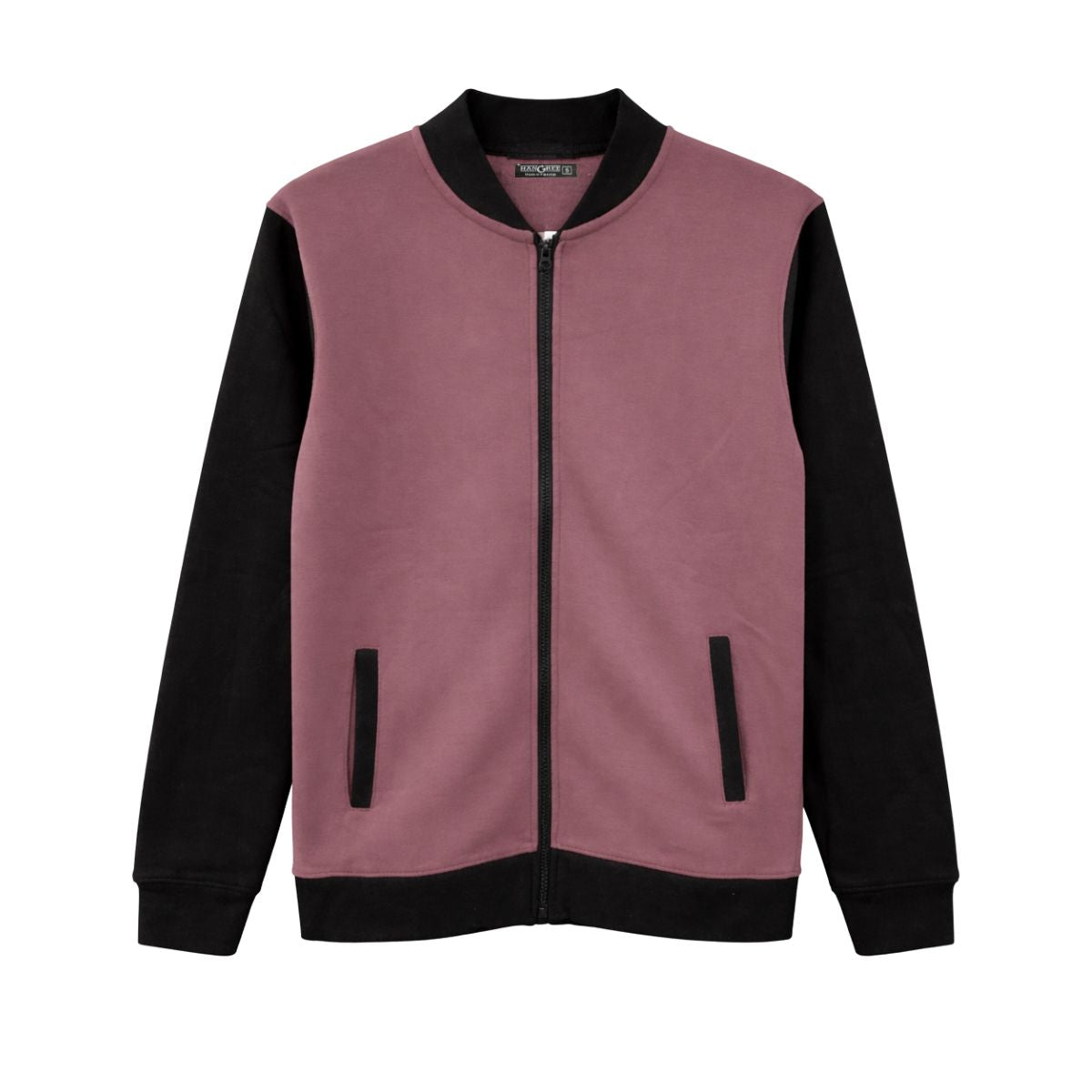 HG Contrast Sleeves Exclusive Fleece Zipper Jacket - Copper Rose