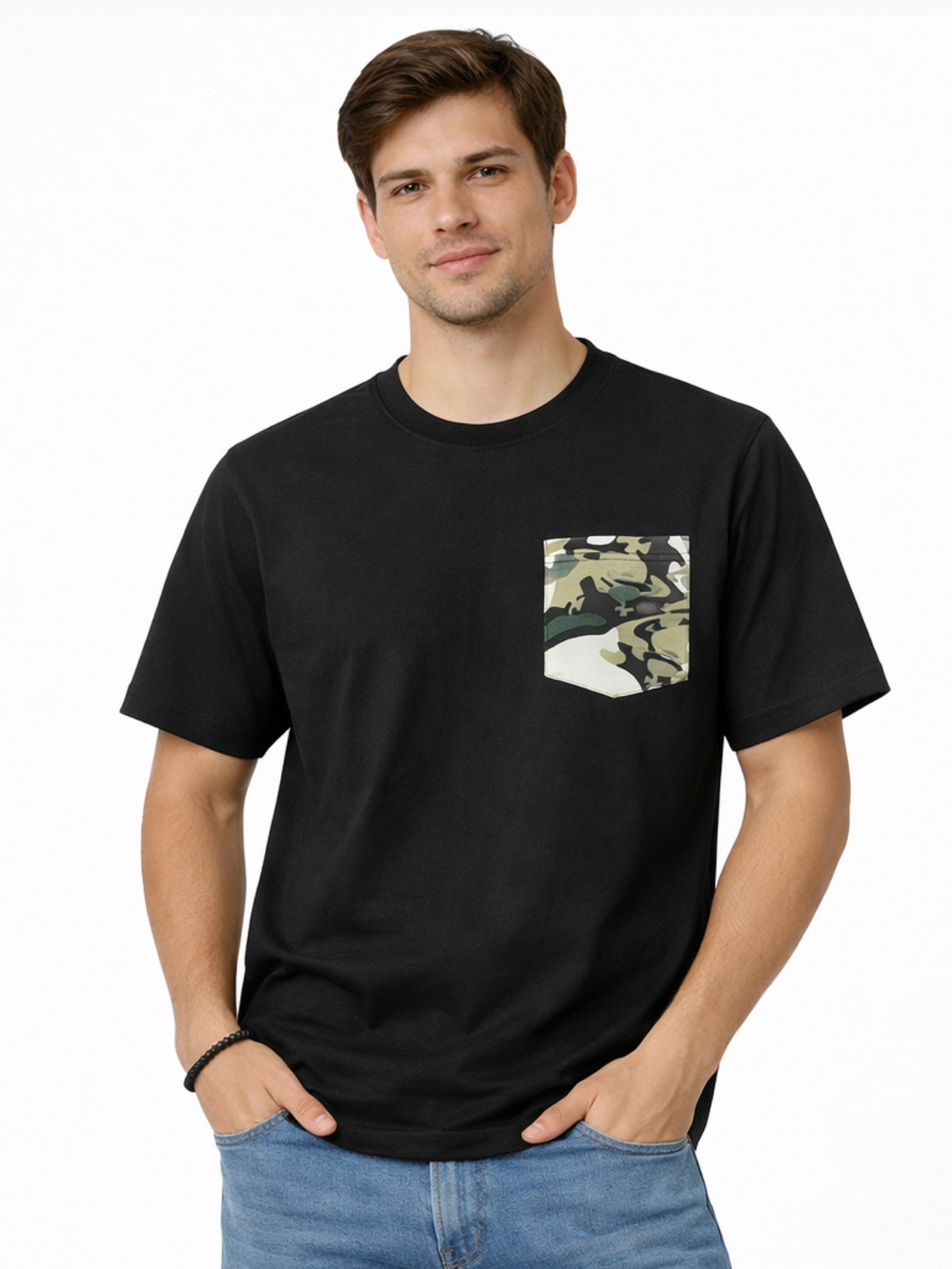 Men’s Premium Contrast Pocket T-Shirt – Black