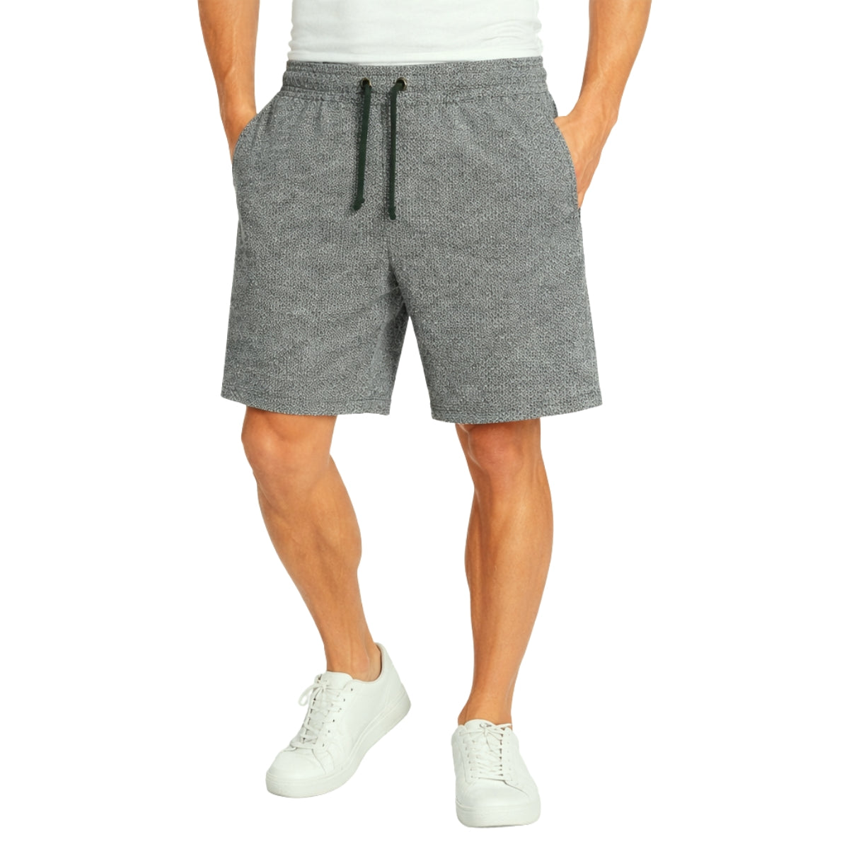 Men's Geometrical Pattern Zipper Pocket Two Quarter Shorts - Gunsmoke