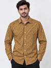 Men's All Over Printed Full Sleeves Casual Shirt - Brown