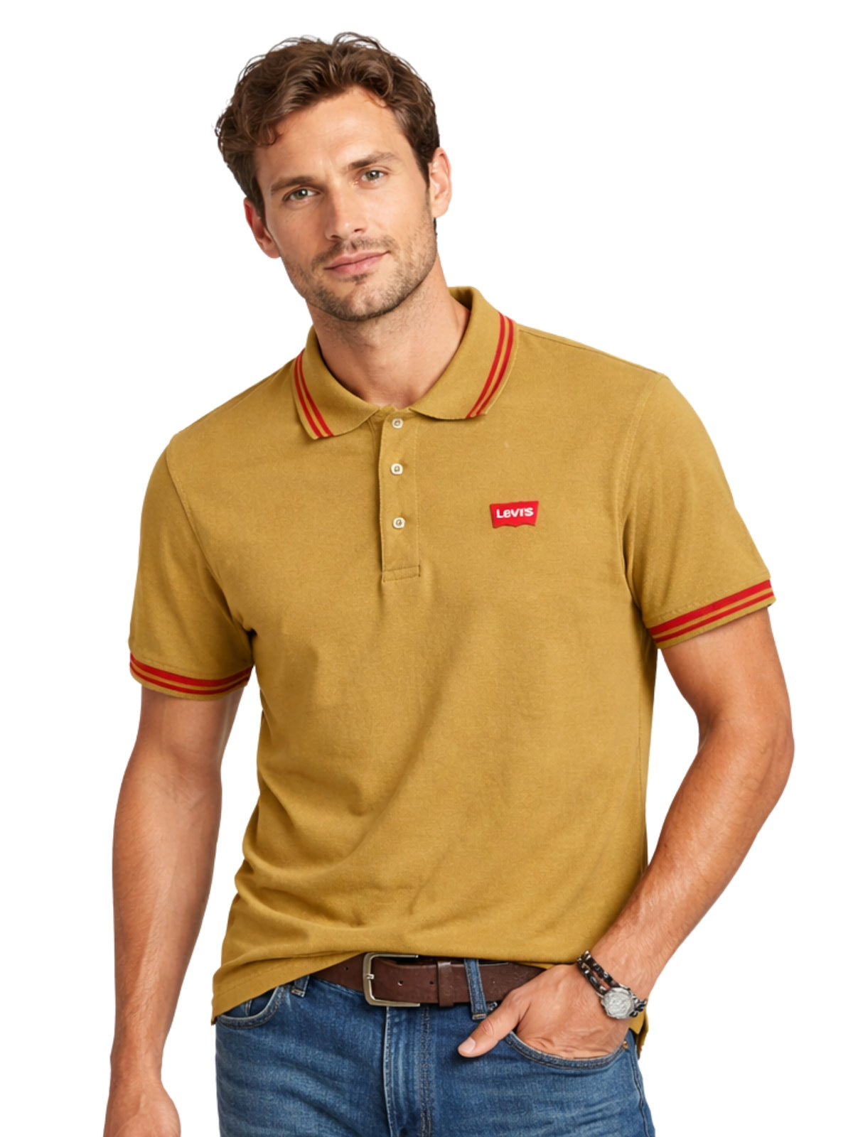 Men's Tipping Collar Classy Polo Shirt - Mustard