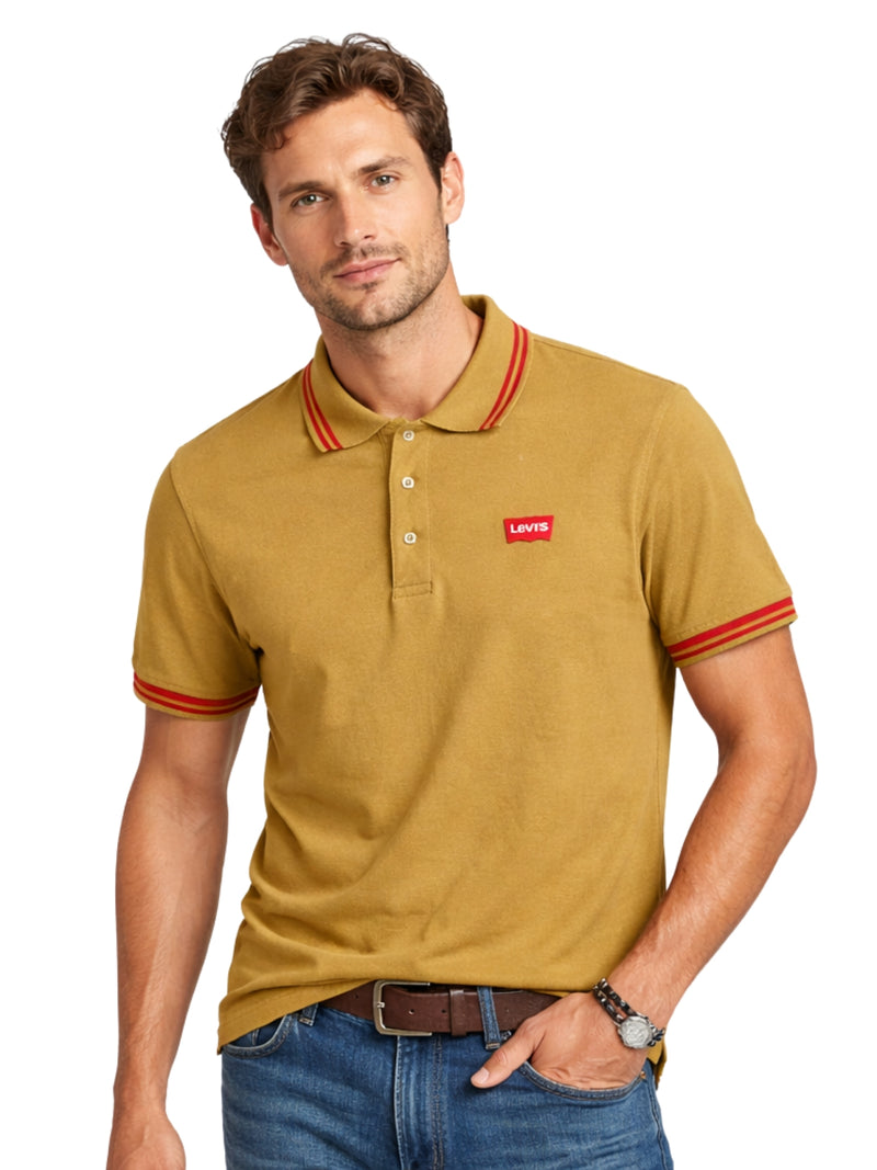 Men's Tipping Collar Classy Polo Shirt - Mustard