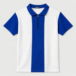 Men’s Premium Thermal Knit Half-Zip Polo Shirt – White & Blue