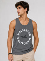 Men Graphic Printed ActiveFit Sleeveless Vest - Dark Gray