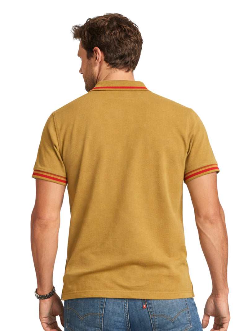 Men's Tipping Collar Classy Polo Shirt - Mustard
