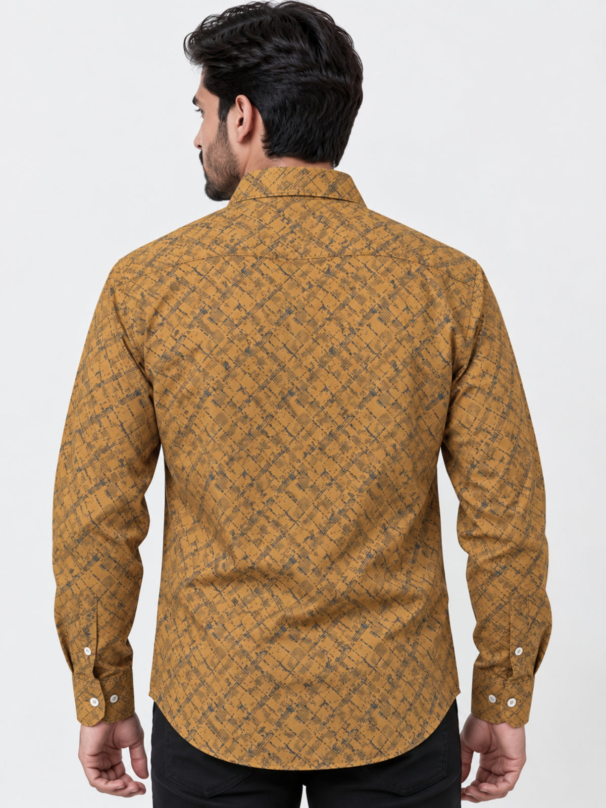 Men's All Over Printed Full Sleeves Casual Shirt - Brown