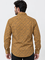 Men's All Over Printed Full Sleeves Casual Shirt - Brown