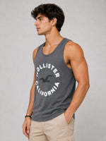 Men Graphic Printed ActiveFit Sleeveless Vest - Dark Gray