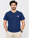 Signature Embroidered Henley Shirt - Navy Blue