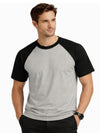 Men's Classic Raglan Tee Shirt - Light Gray & Black