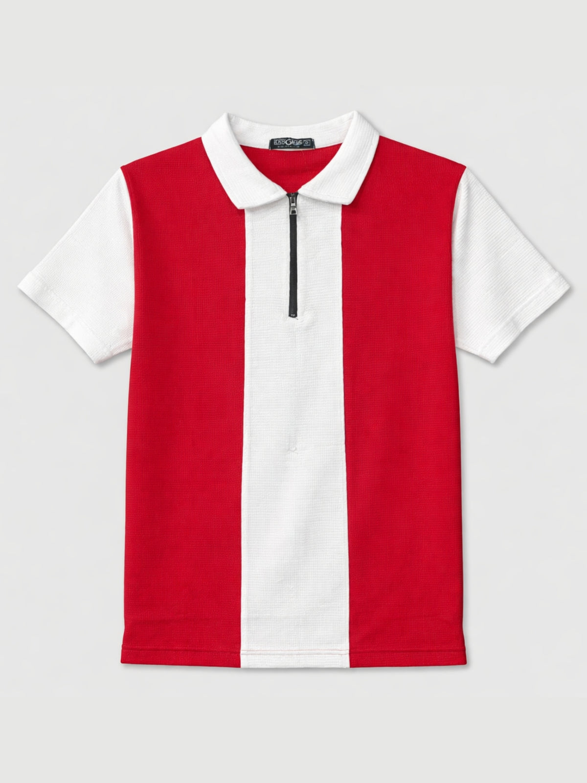 Men’s Premium Thermal Knit Half-Zip Polo Shirt – Red & White