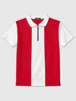 Men’s Premium Thermal Knit Half-Zip Polo Shirt – Red & White