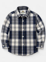Boy's Navy & White Checkered Full Sleeves Casual Shirt