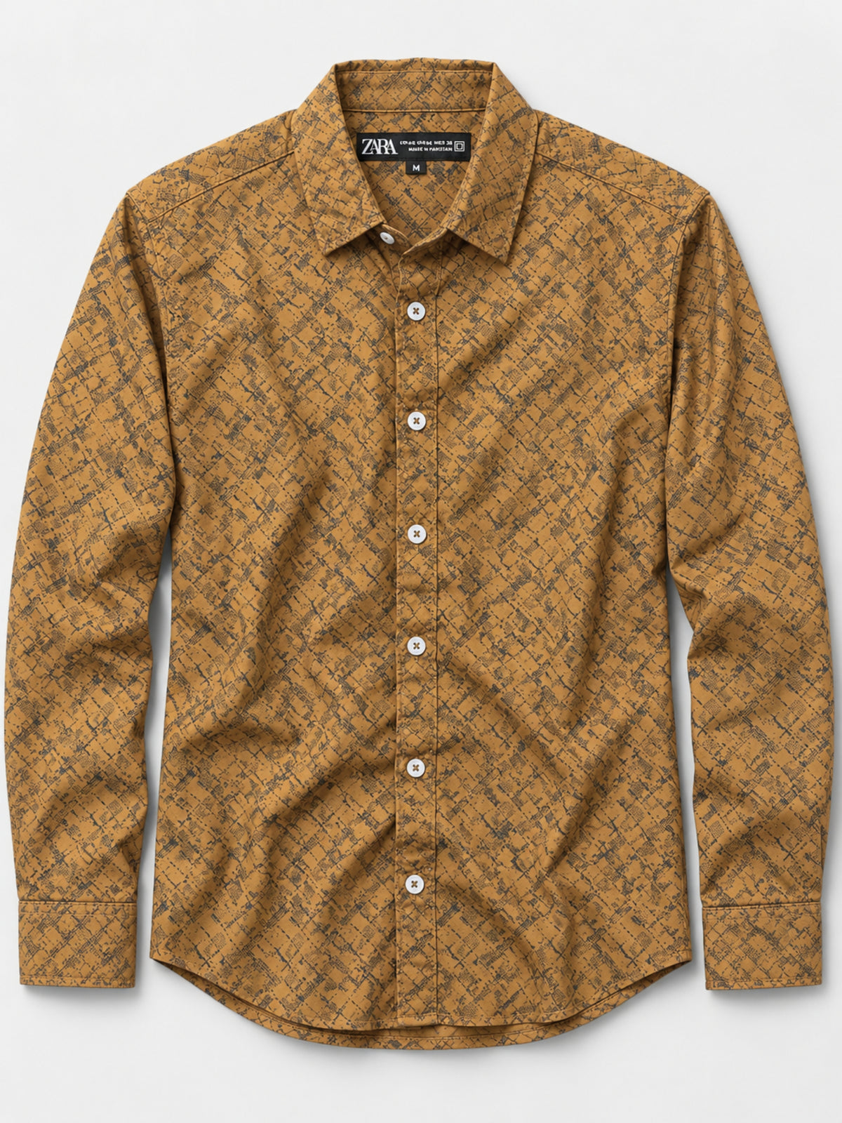 Men's All Over Printed Full Sleeves Casual Shirt - Brown