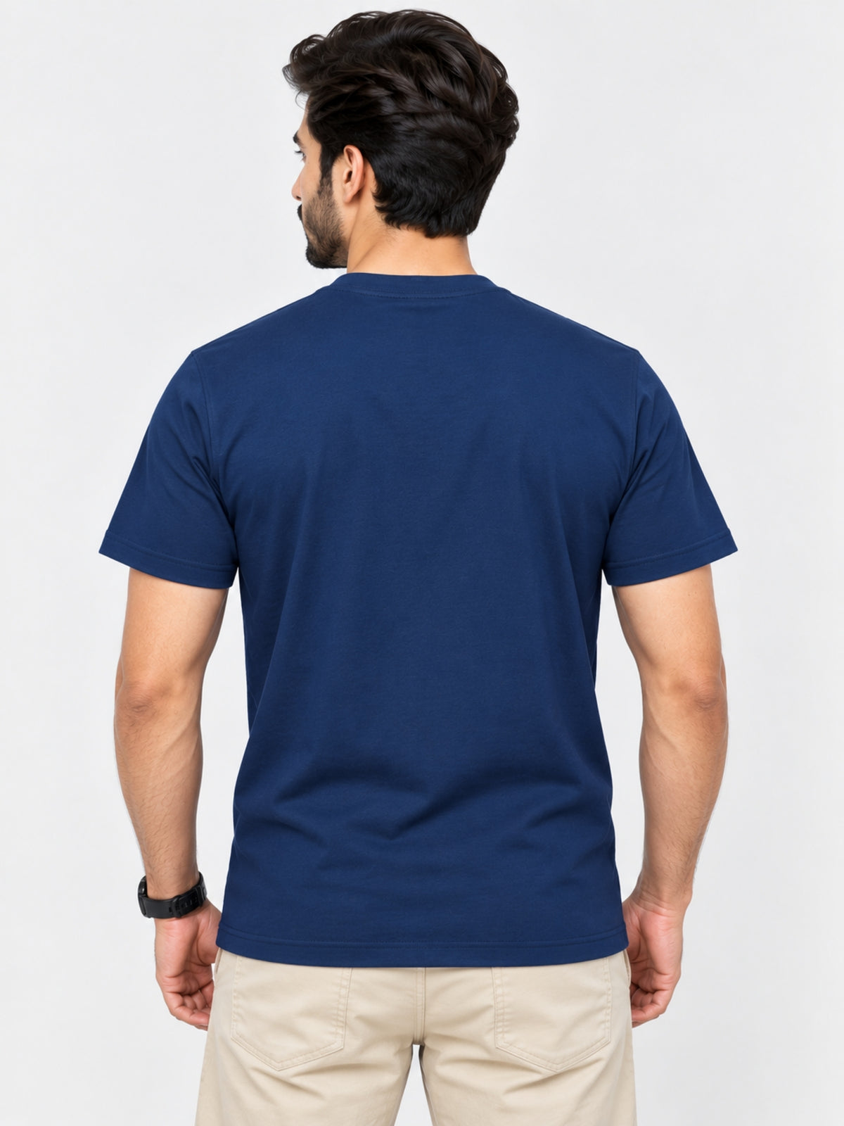 Signature Embroidered Henley Shirt - Navy Blue