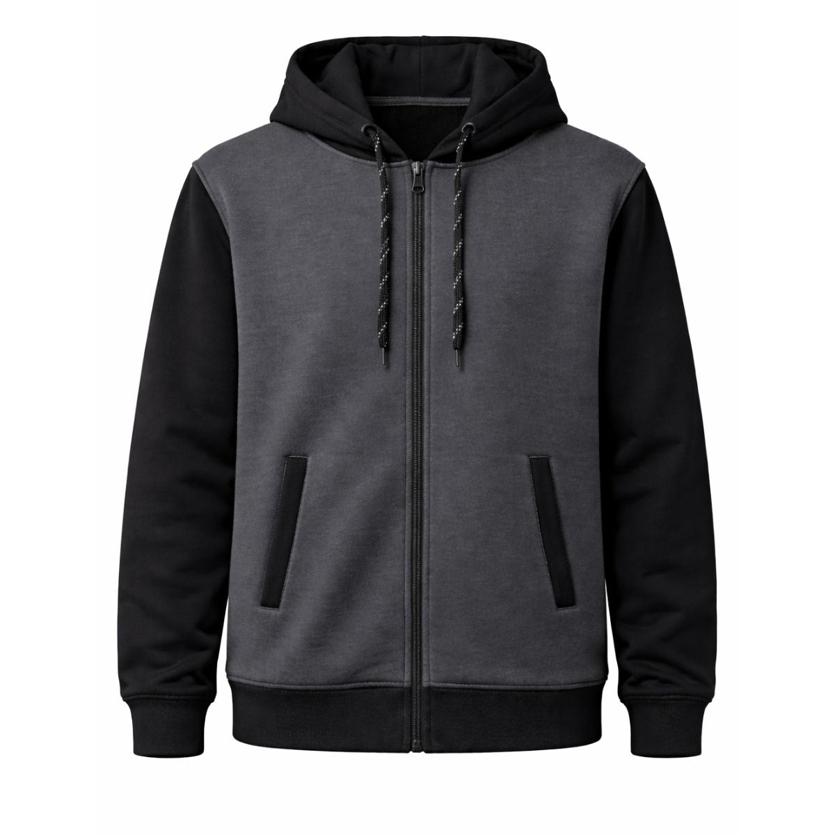 HG Two-Tone Fleece Zip-Up Hoodie – Gunmetal Gray & Black