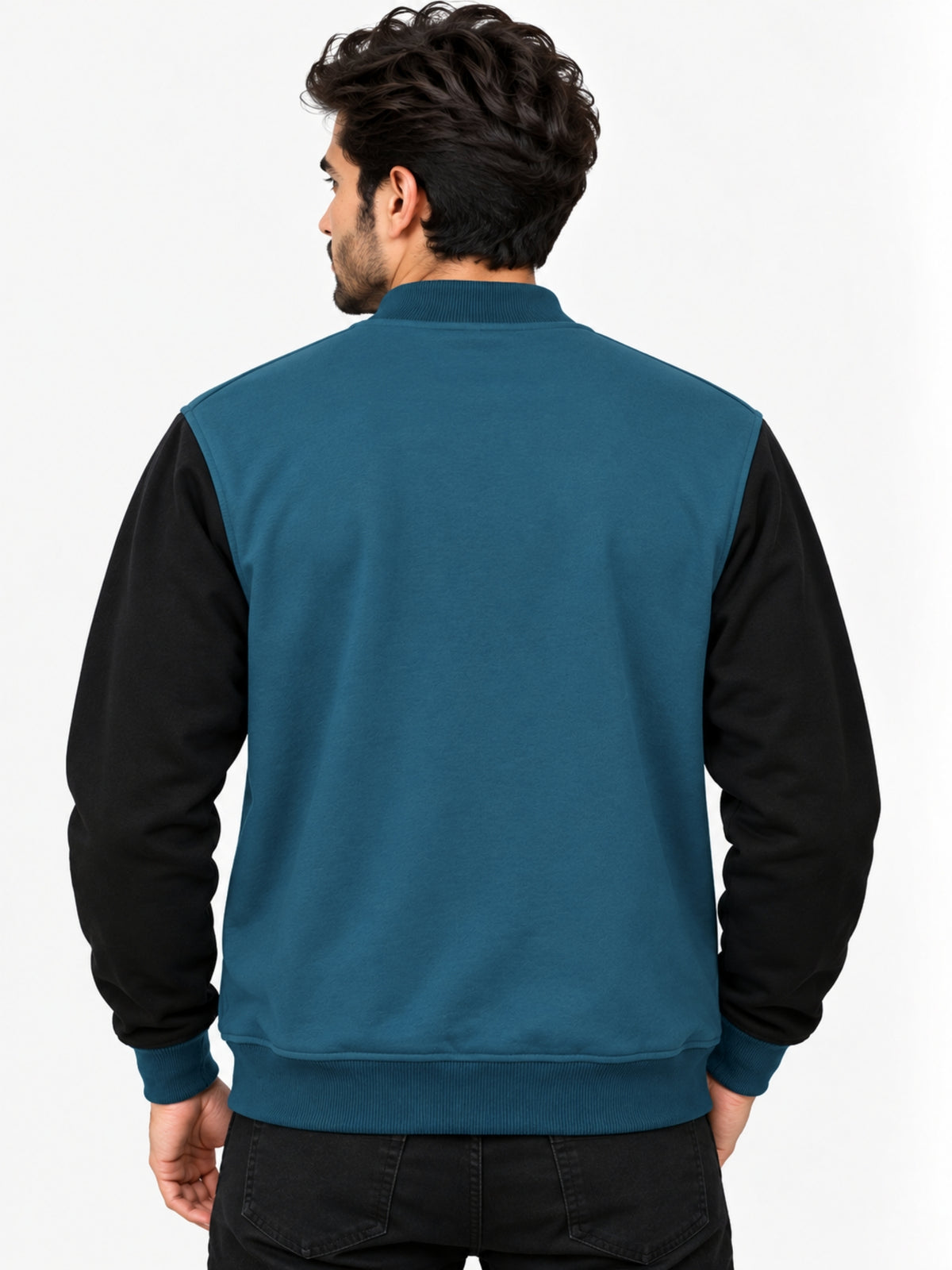 Elegant Contrast Sleeve Fleece Zipper Jacket - Zink