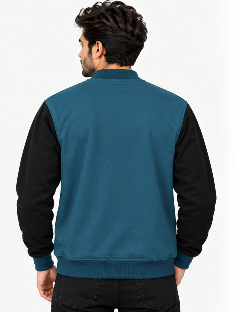 Elegant Contrast Sleeve Fleece Zipper Jacket - Zink