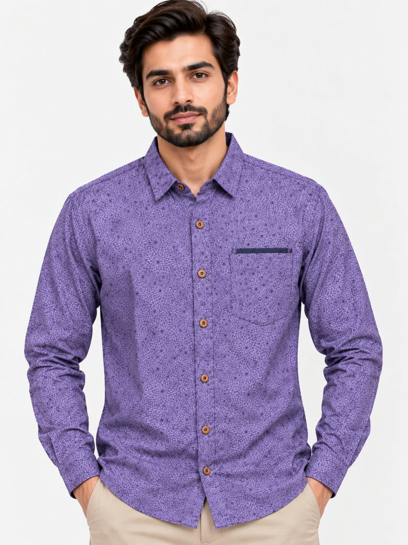 Exclusive Printed Purple Casual Shirt