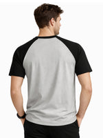 Men's Classic Raglan Tee Shirt - Light Gray & Black