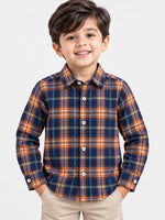 Boy's Multicolor Checkered Full Sleeves Winters Casual Shirt
