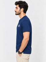 Signature Embroidered Henley Shirt - Navy Blue