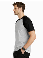 Men's Classic Raglan Tee Shirt - Light Gray & Black