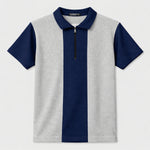 Men’s Premium Thermal Knit Half-Zip Polo Shirt – Gray & Navy