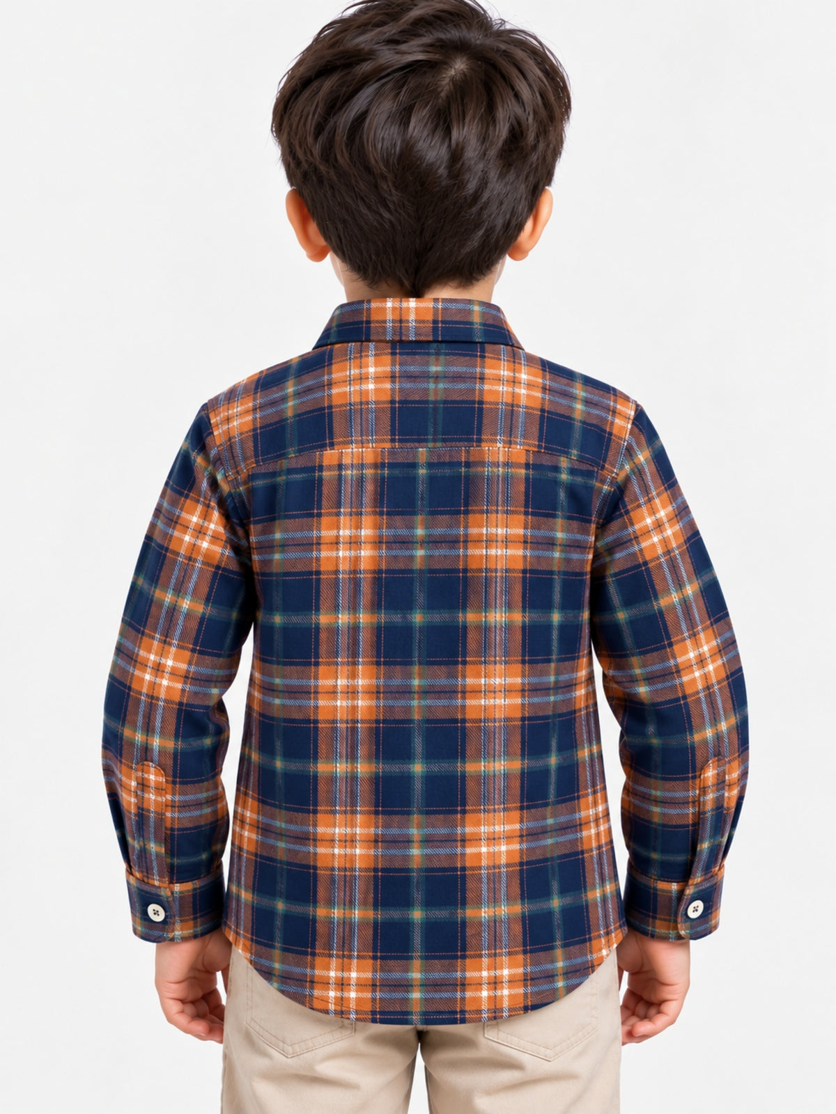 Boy's Multicolor Checkered Full Sleeves Winters Casual Shirt