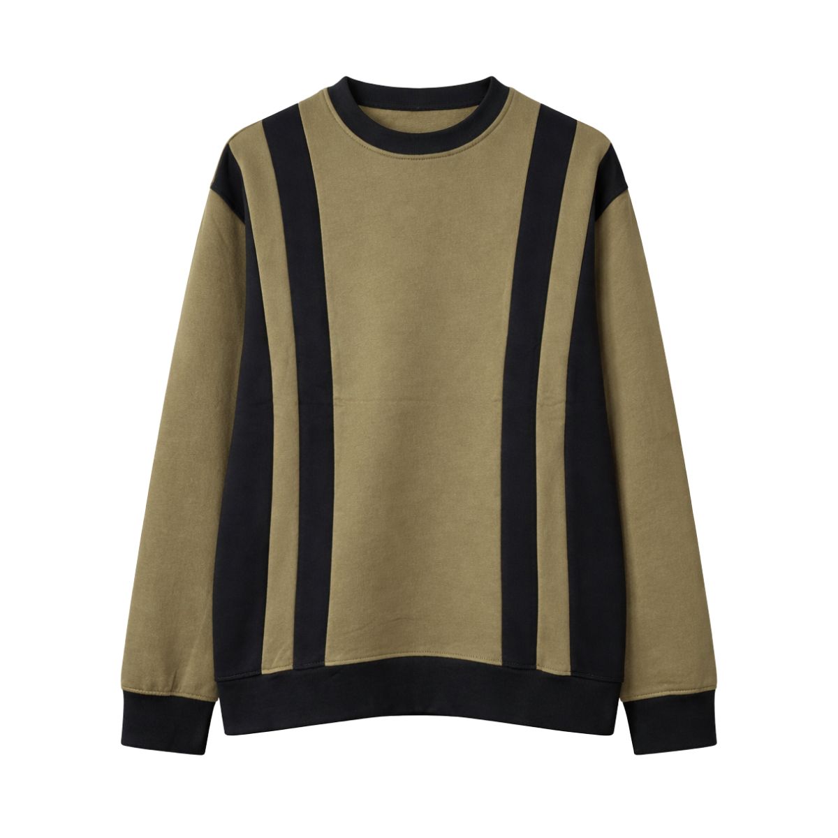 HG Cut & Sew Color-Block Crewneck Terry Sweat Shirt – Brown