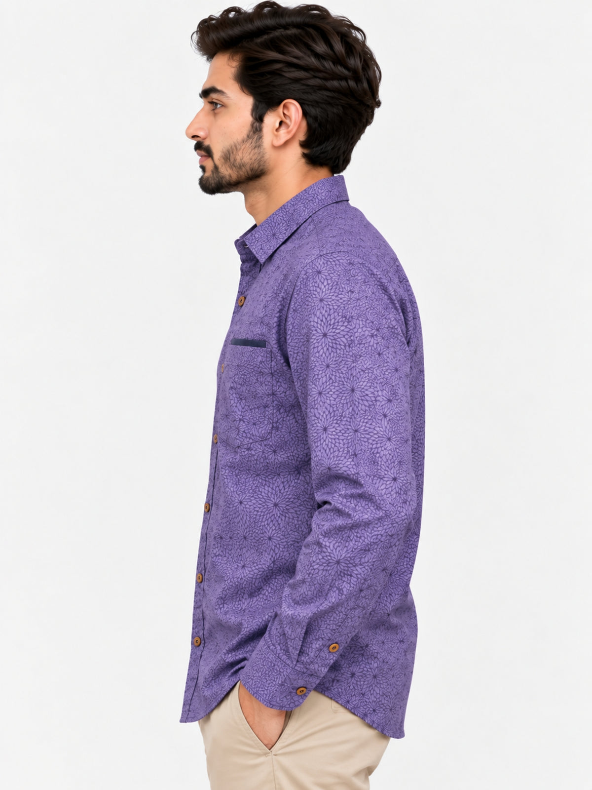 Exclusive Printed Purple Casual Shirt