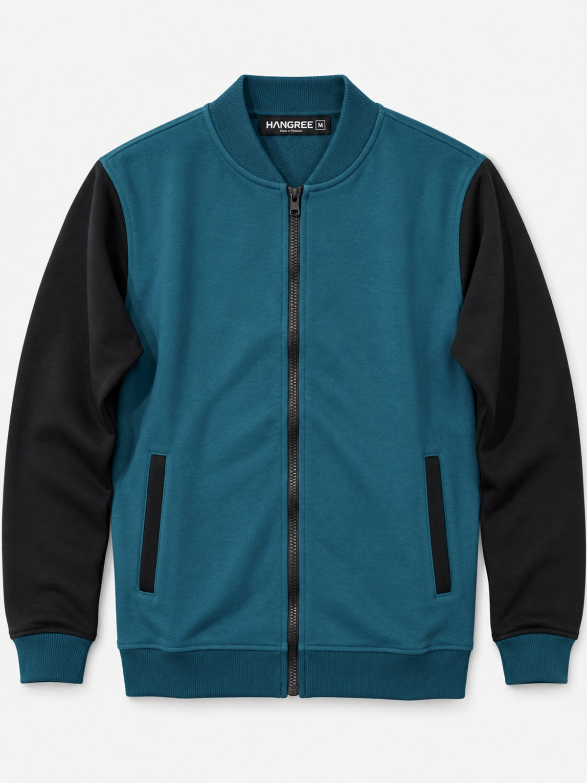 Elegant Contrast Sleeve Fleece Zipper Jacket - Zink