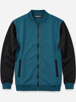 Elegant Contrast Sleeve Fleece Zipper Jacket - Zink