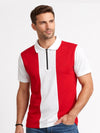 Men’s Premium Thermal Knit Half-Zip Polo Shirt – Red & White