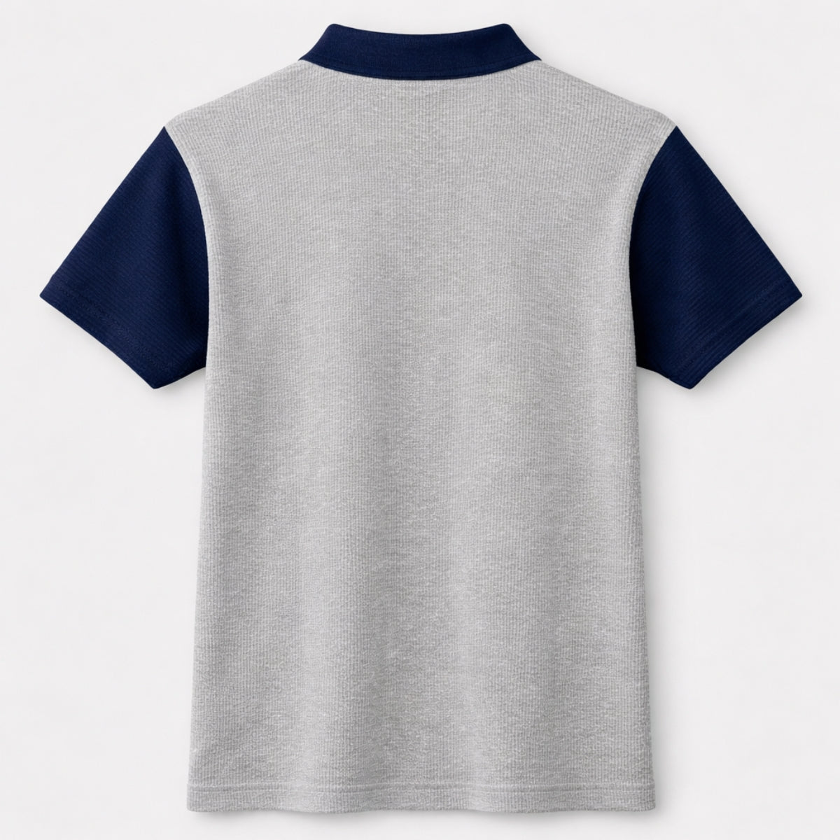 Men’s Premium Thermal Knit Half-Zip Polo Shirt – Gray & Navy