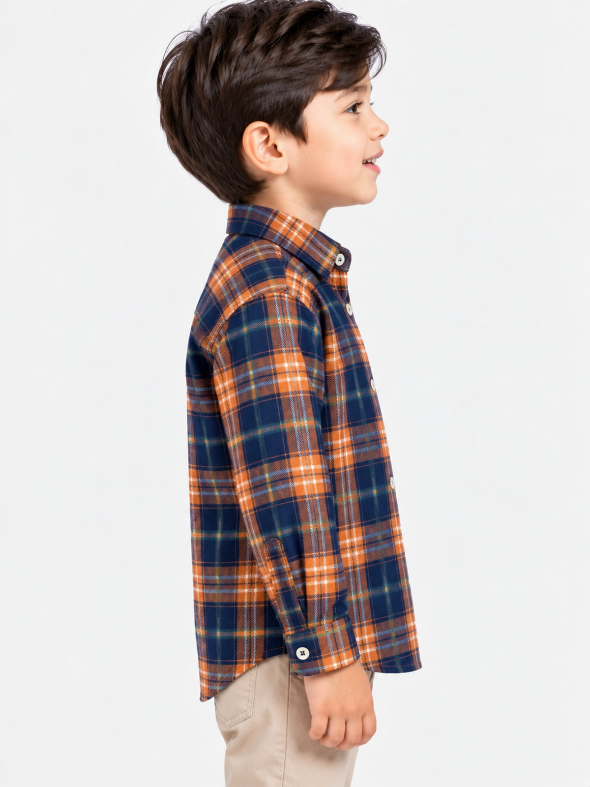 Boy's Multicolor Checkered Full Sleeves Winters Casual Shirt