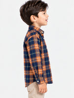 Boy's Multicolor Checkered Full Sleeves Winters Casual Shirt