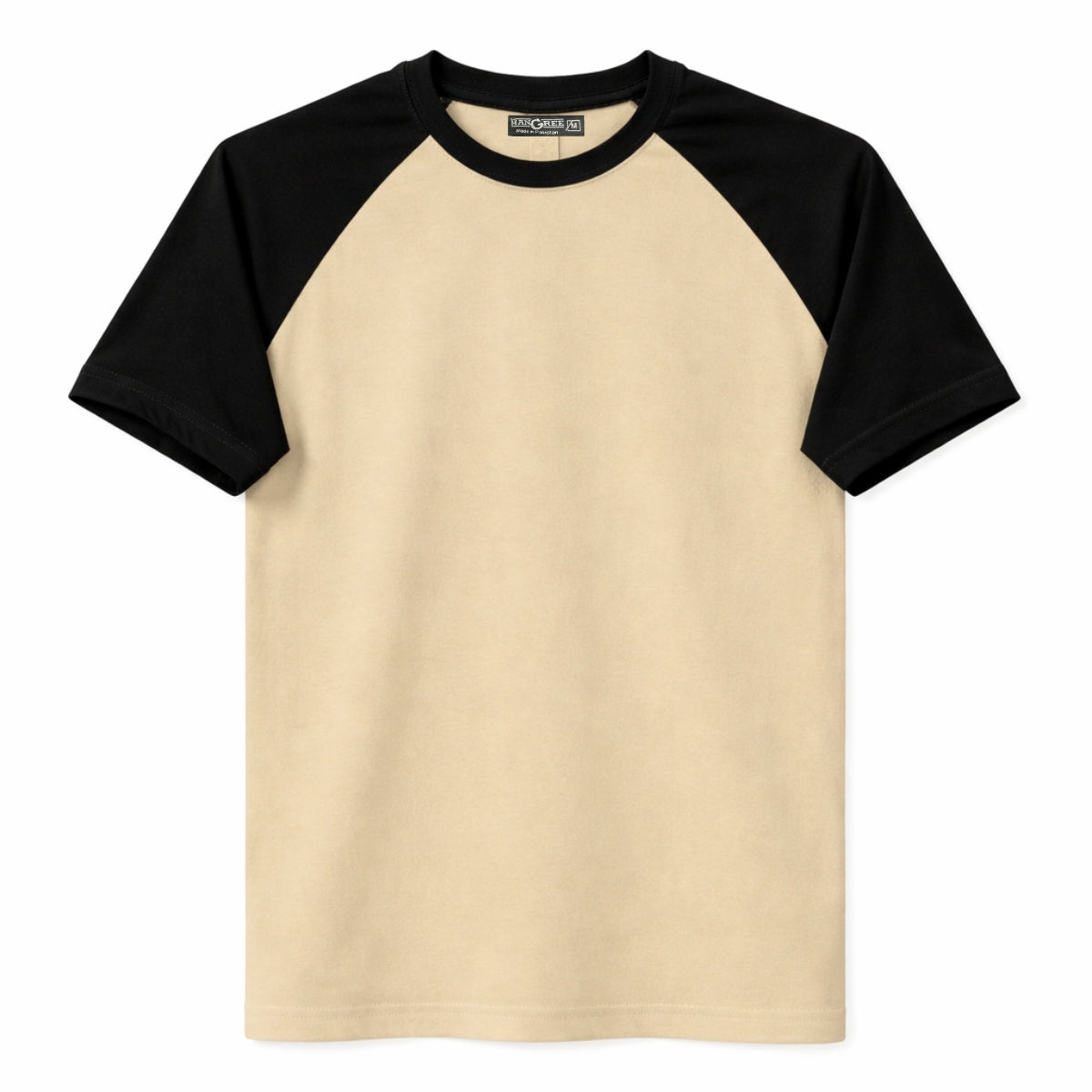 Men's Classic Raglan Tee Shirt - Beige & Black