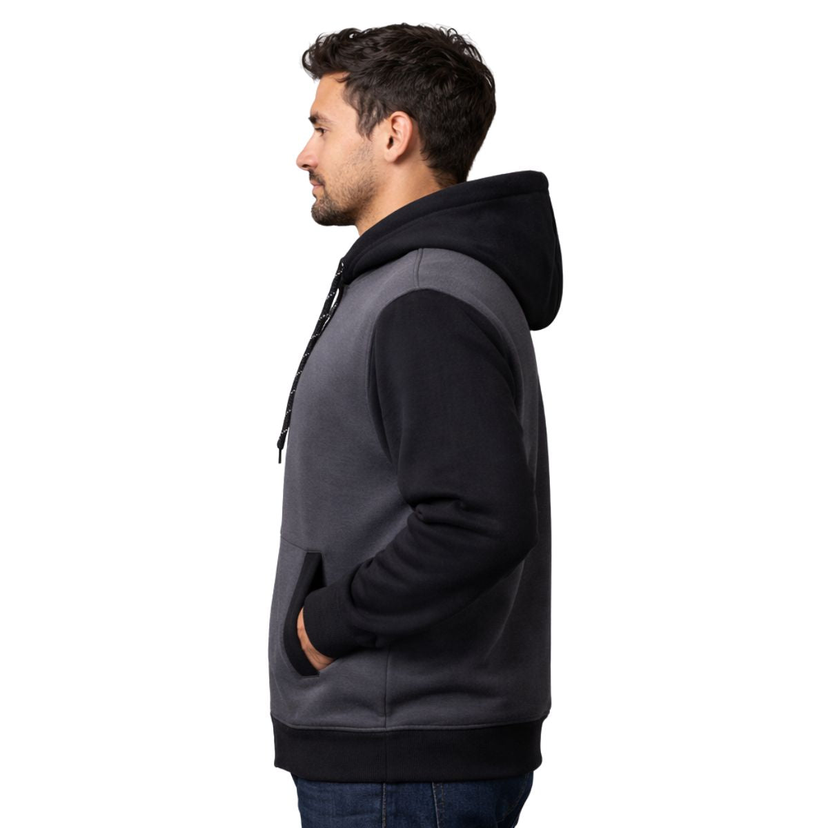 HG Two-Tone Fleece Zip-Up Hoodie – Gunmetal Gray & Black