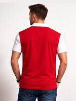 Men’s Premium Thermal Knit Half-Zip Polo Shirt – Red & White