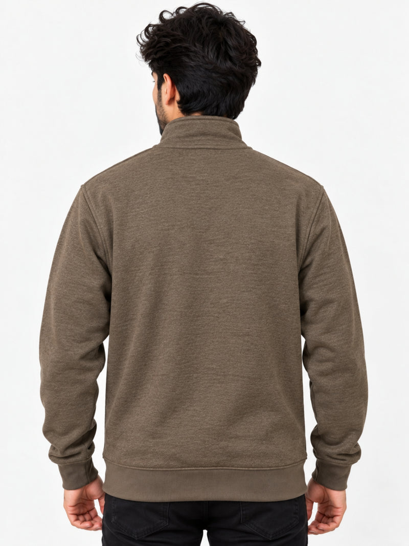 HG Men's Mockneck Fleece Zipper Jacket - Brown