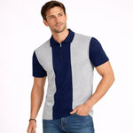 Men’s Premium Thermal Knit Half-Zip Polo Shirt – Gray & Navy
