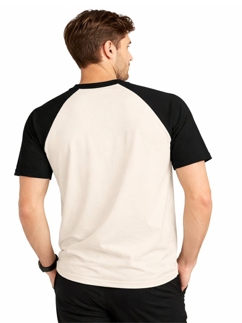 Men's Classic Raglan Tee Shirt - Cream & Black