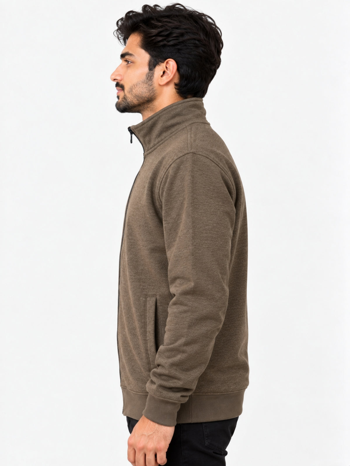 HG Men's Mockneck Fleece Zipper Jacket - Brown