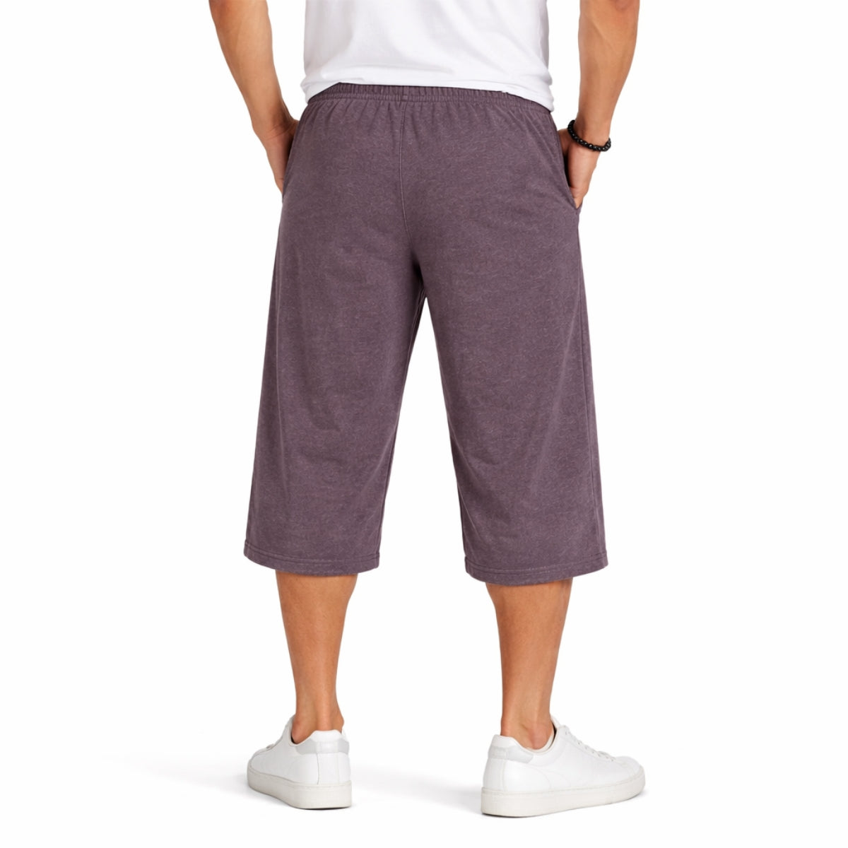 Men's Basic Summer Essential 3 Quarter Shorts - Purple Brown