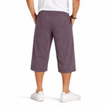 Men's Basic Summer Essential 3 Quarter Shorts - Purple Brown