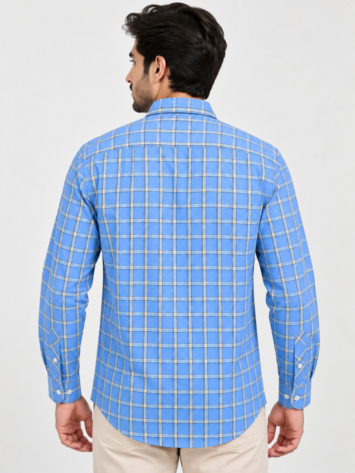 Men's Checkered Summers Casual Shirt - Sky Blue