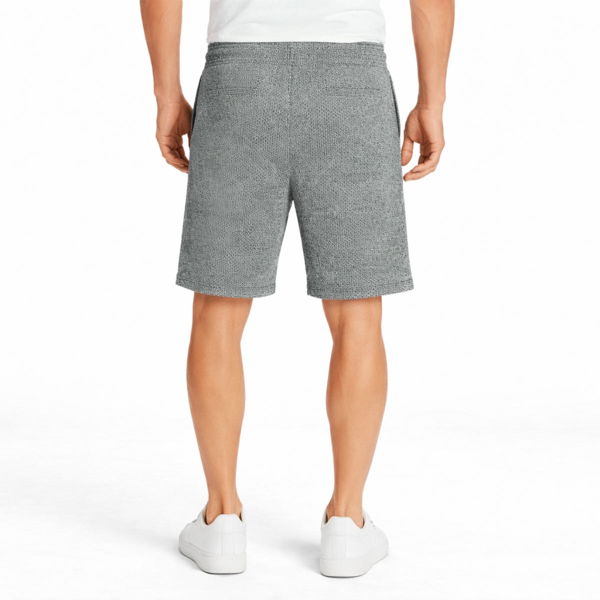 Men's Geometrical Pattern Zipper Pocket Two Quarter Shorts - Gunsmoke