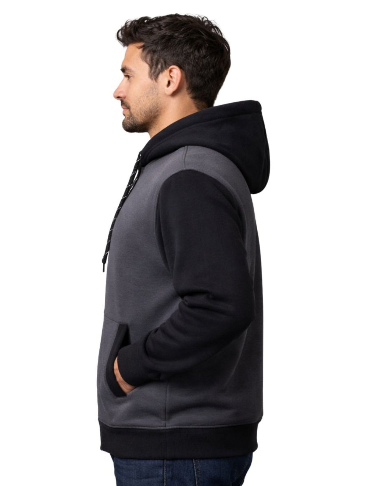 HG Two-Tone Fleece Zip-Up Hoodie – Gunmetal Gray & Black